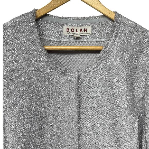 Anthropologie Dolan Short Jacket Size Large Left Coast Gray Silver Metallic Zip - Picture 2 of 7